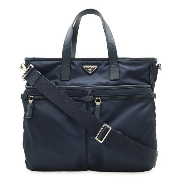 Prada Nylon Leather 2WAY Tote Bag - Picture 1 of 8